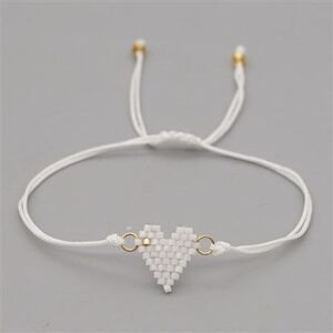 Miyuki Delica White Heart Shaped Seed Bead Bracelet
